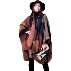 Bufandas Mujer Invierno Capa Poncho Imitado Cachemira Abrigo